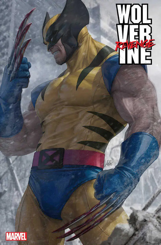 Muscular figure in yellow and blue superhero costume with claws in Wolverine: Revenge #1