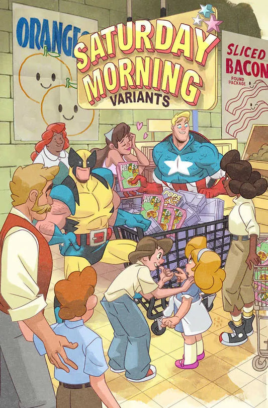 Comic book cover featuring superheroes in a diner, perfect for trading cards collectors