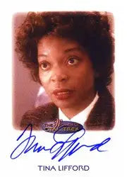 Signed headshot of Tina Lifford, featured in a Women of Star Trek Autograph Card