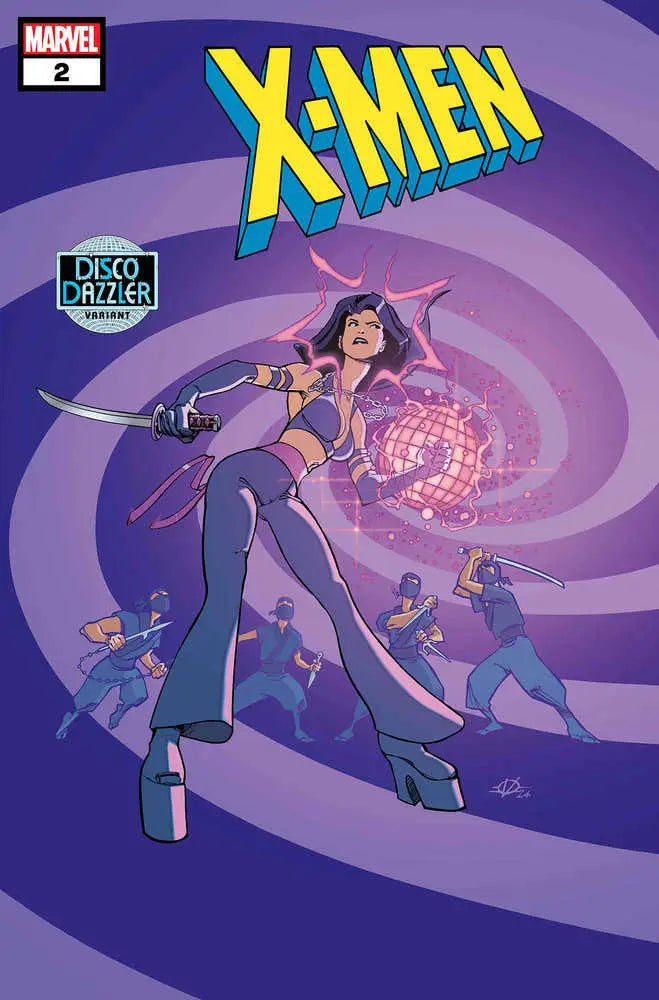 X-Men #2 Olivier Vatine Disco Dazzler Variant with retro disco action and purple swirls