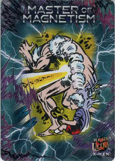 Muscular humanoid with metallic skin and energy beams on X-Men Magnetism Metal card