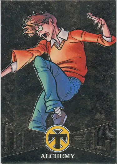 Animated character with spiky hair in orange sweater for X-Men Metal Blasters Chase