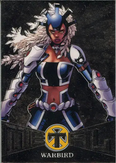 Costumed superhero with white hair in X-Men 2018 Metal Blasters Chase Card MB47 Warbird