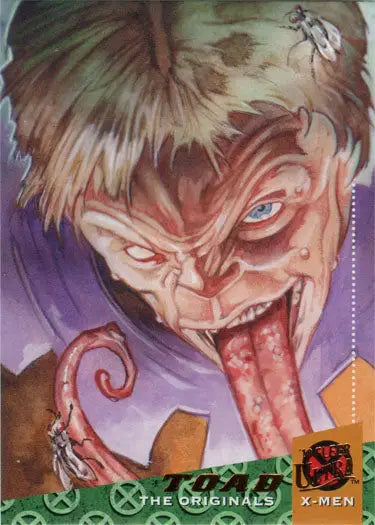 Grotesque caricature of Toad on X-Men 2018 Fleer Ultra Originals Chase Card artwork