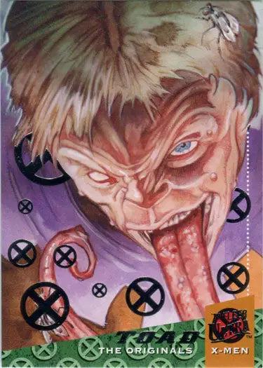 Grotesque caricature of Toad on X-Men Silver Foil Chase Card for trading cards