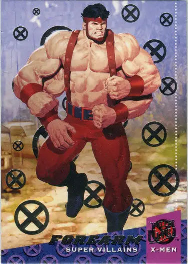 Muscular man in red pants and headband on X-Men 2018 Silver Foil Base Parallel Card