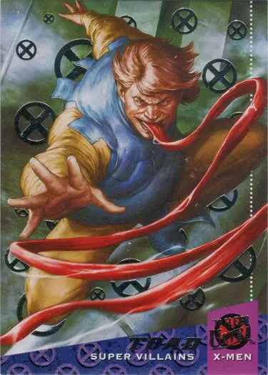 Fierce figure with wild hair controlling red energy on X-Men Silver Foil Base Parallel Card