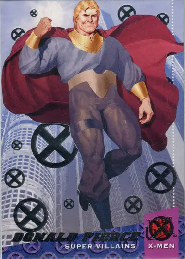 Muscular blonde superhero in purple costume on X-Men 2018 Silver Foil Base Parallel Card