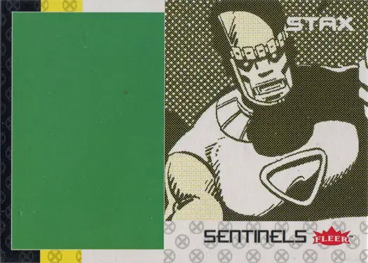 Stylized humanoid robot illustration on X-Men 2018 Fleer Ultra Stax layer chase card