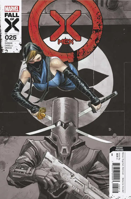 X-Force issue 25 cover featuring a ninja and armored soldier, ideal for trading cards