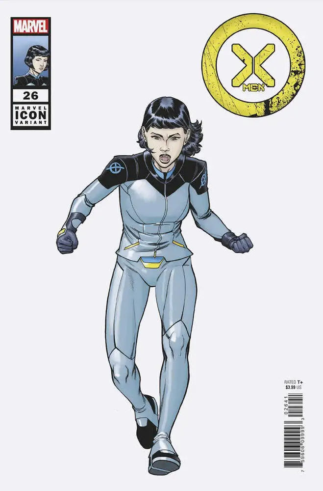 Comic book cover of X-Men 26 featuring character in blue and black uniform, ideal for trading cards