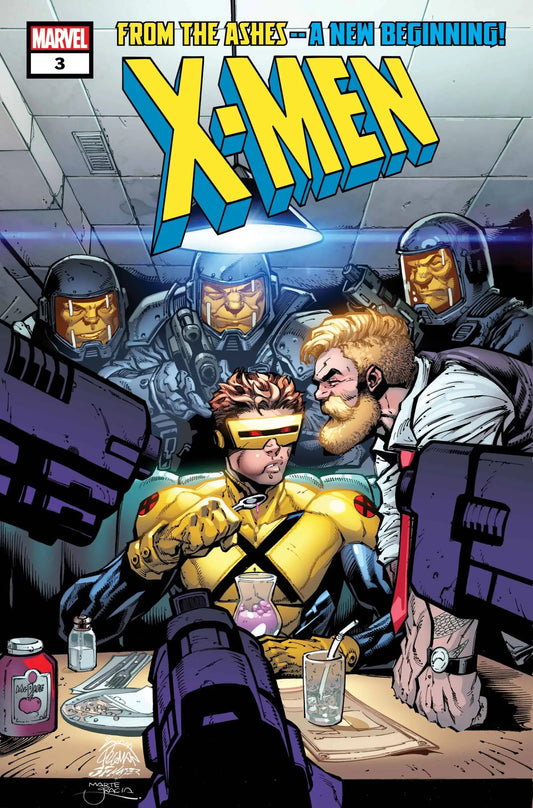 Comic book cover X-Men #3 featuring Cyclops and Sentinels for trading cards collection