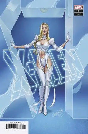 Comic book cover of X-MEN #4 featuring a figure in white with glowing design elements