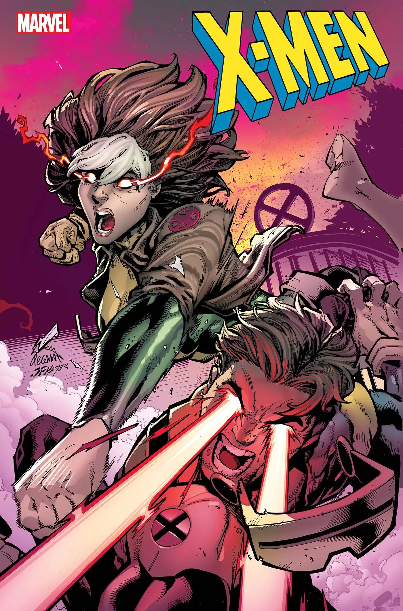 X-MEN #8 comic book cover featuring Rogue in action with glowing red energy effects