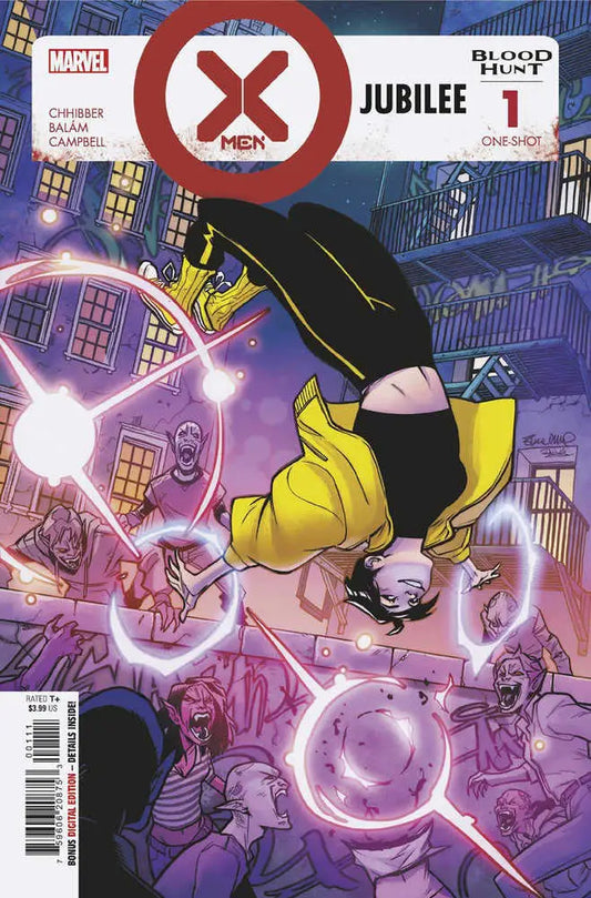 Comic book cover for X-Men: Blood Hunt - Jubilee #1 featuring acrobatic character