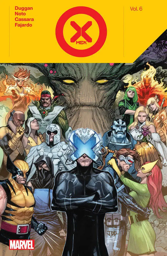 Comic book cover for X-Men By Gerry Duggan TPB Volume 06 with dark figure behind characters