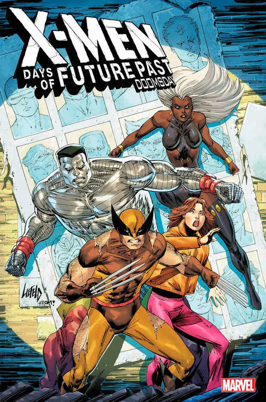 Comic book cover for X-Men: Days of Future Past featuring heroes in a dystopic future