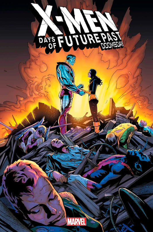 X-Men: Days of Future Past comic cover with silhouetted figures amid chaos, perfect for trading cards