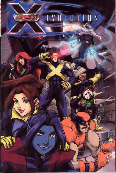 Comic book cover of X-Men: Evolution featuring superheroes, ideal for trading cards collectors