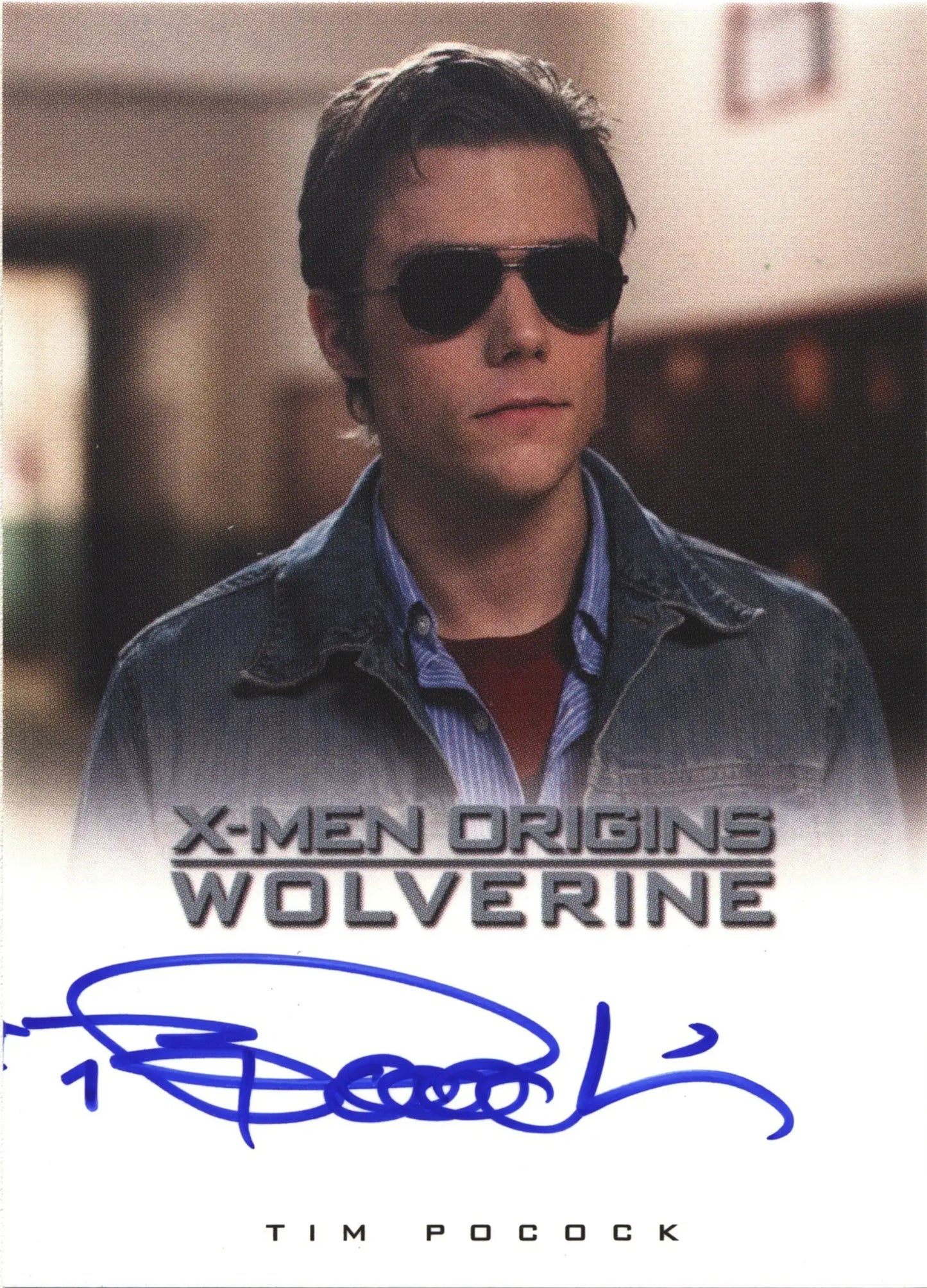 Autographed X-Men Origins Wolverine Autograph Card by Tim Pocock as Scott in sunglasses