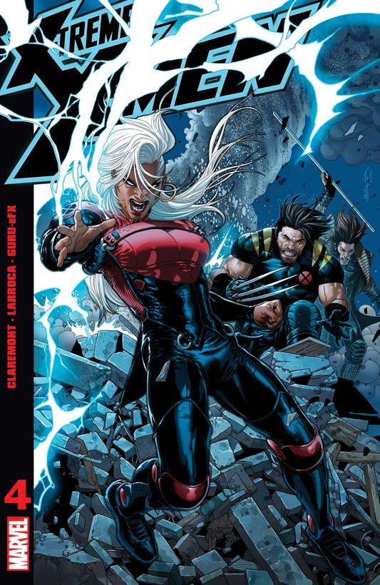 X-Treme X-Men #4 cover with characters in battle and blue lightning, perfect for trading cards