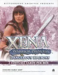 Xena Dangerous Liaisons Trading Card Sell Sheet featuring Xena with sword poster art