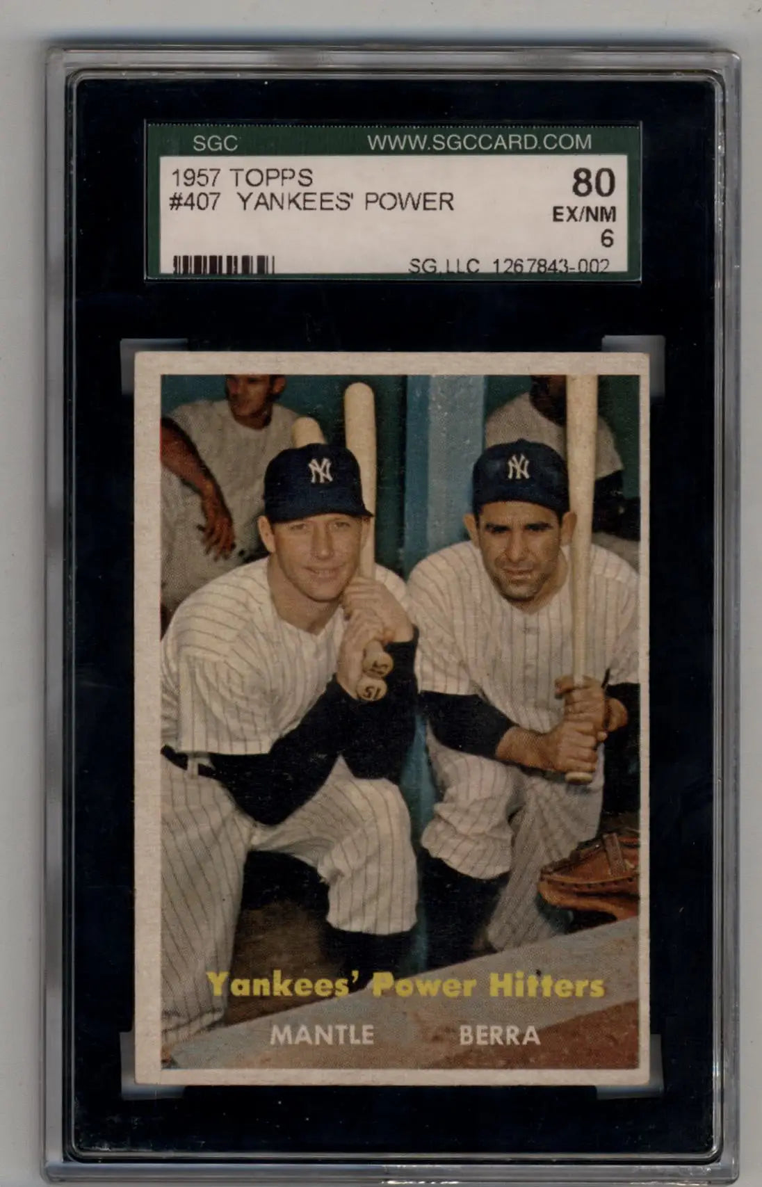 Yankees Power 1957 Topps #407 SGC 6 Excellent/Near Mint baseball card featuring players