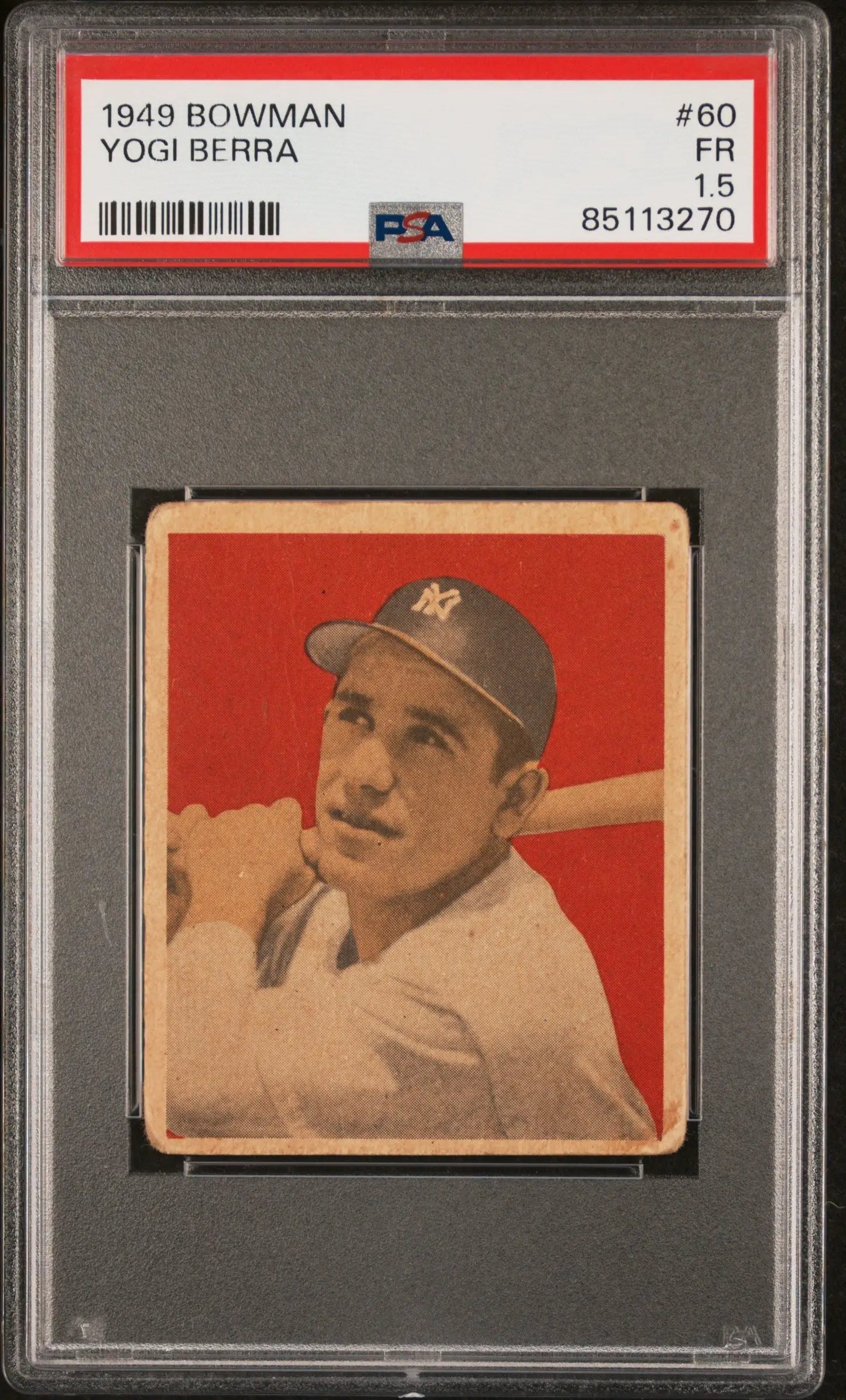 Yogi Berra 1949 Bowman #60 PSA 1.5 Fair baseball card featuring Detroit Tigers player