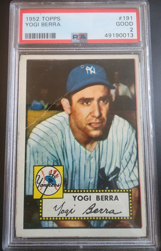 PSA-graded Yogi Berra 1952 Topps baseball card, a classic among trading cards