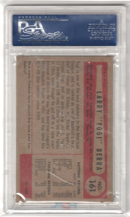 PSA-graded Yogi Berra 1954 Bowman #161 single card in protective holder, Columbia Hobby