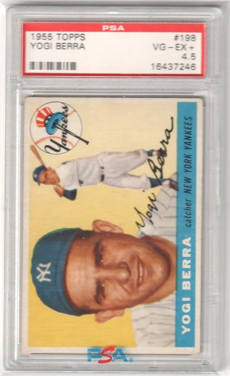 PSA-graded Yogi Berra 1955 Topps baseball card, New York Yankees, Columbia Hobby, free shipping