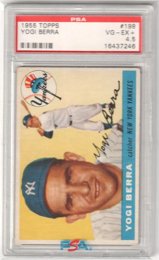 PSA-graded Yogi Berra 1955 Topps baseball card, New York Yankees, Columbia Hobby, free shipping