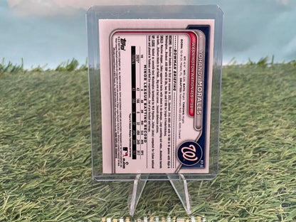 Yohandy Morales 2024 Bowman Chrome card in protective case for Washington Nationals fans