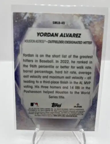 Yordan Alvarez Houston Astros 2023 Topps Chrome Stars of MLB card #SMLBC-45