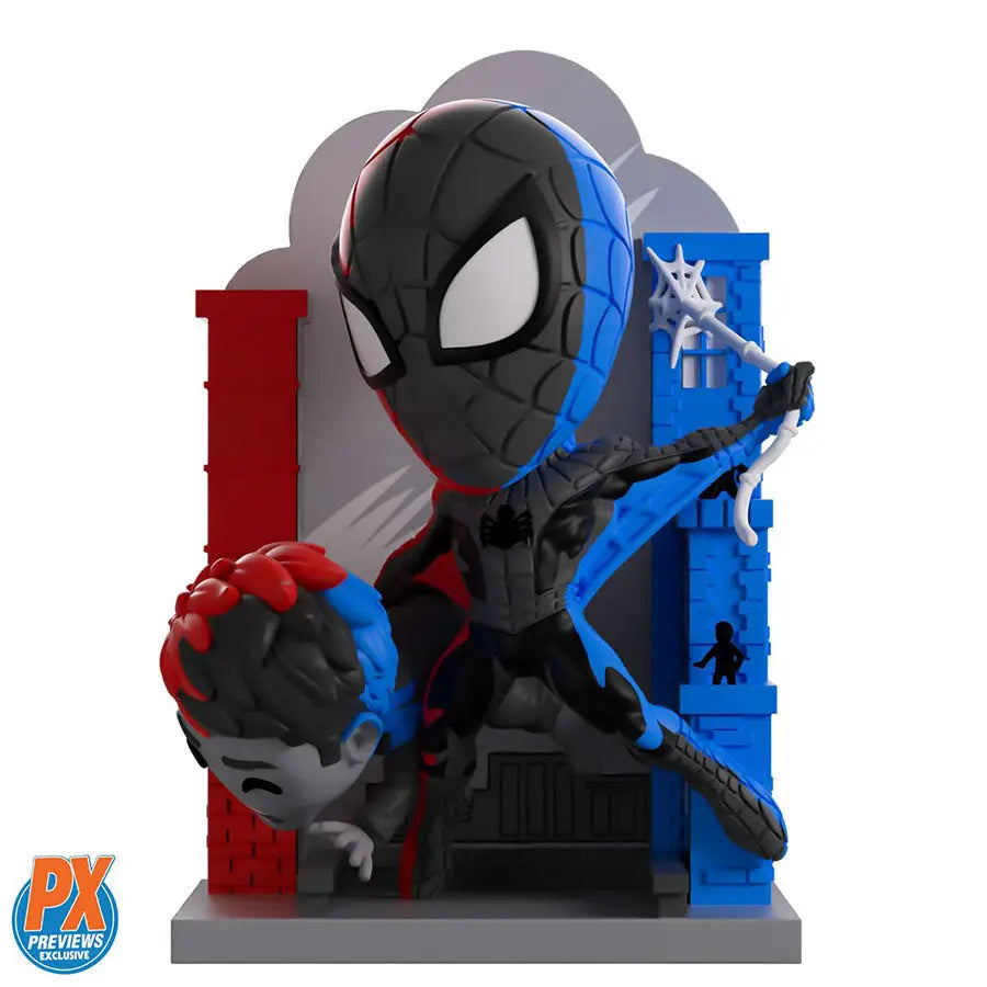 Stylized Spider-Man figure in black/red and blue from Marvel Comics Collection Previews Exclusive