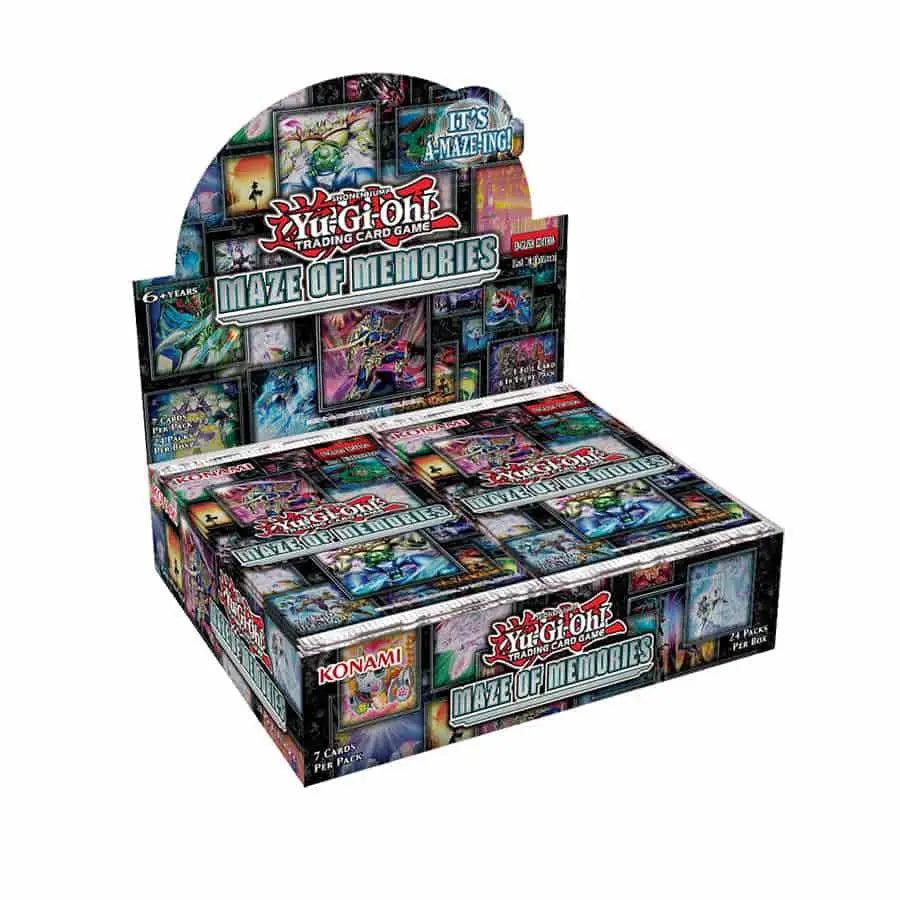 Display box for Yu-Gi-Oh! cards featuring Maze of Memories booster packs