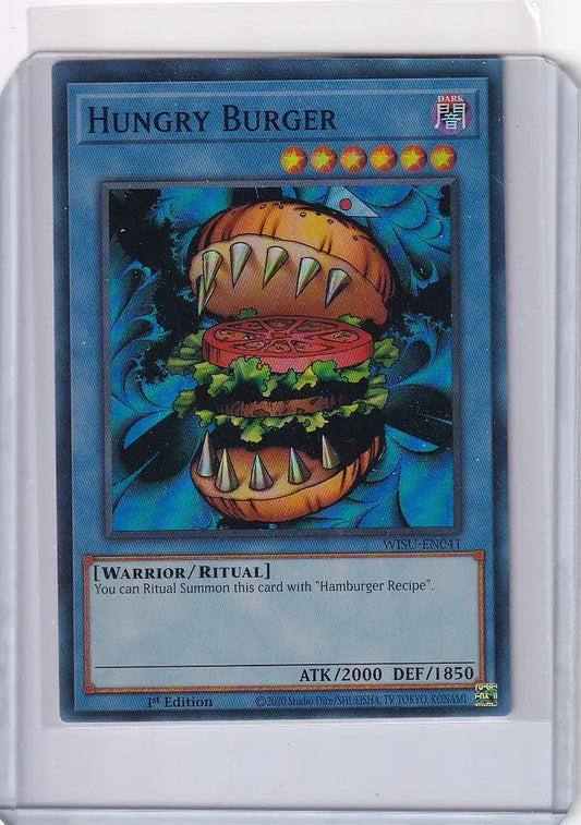 Monstrous animated burger with sharp teeth from YuGiOh Wild Survivors Hungry Burger