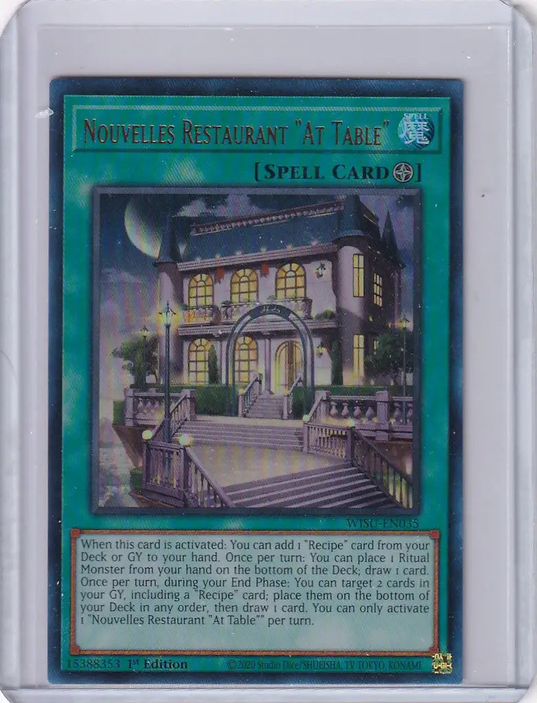 Yu-Gi-Oh trading card of Swindler’s Restaurant at Table from Wild Survivors Nouvelles