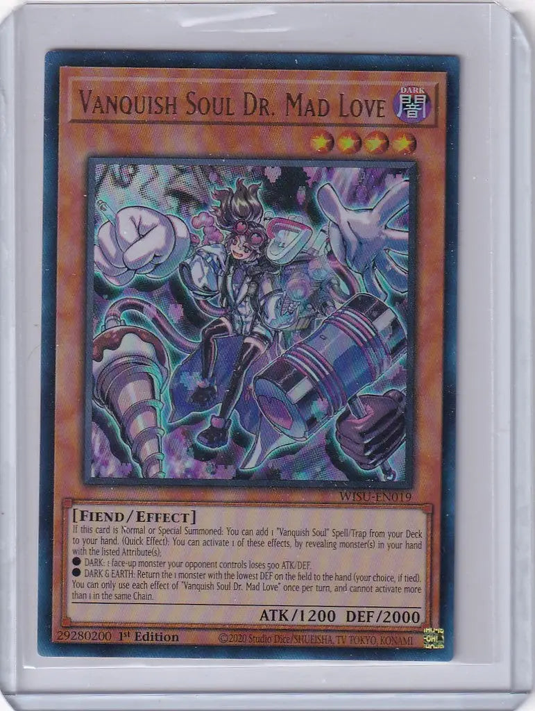 Yu-Gi-Oh Wild Survivors Vanquish Soul Dr. Mad Love card featuring a mechanical creature