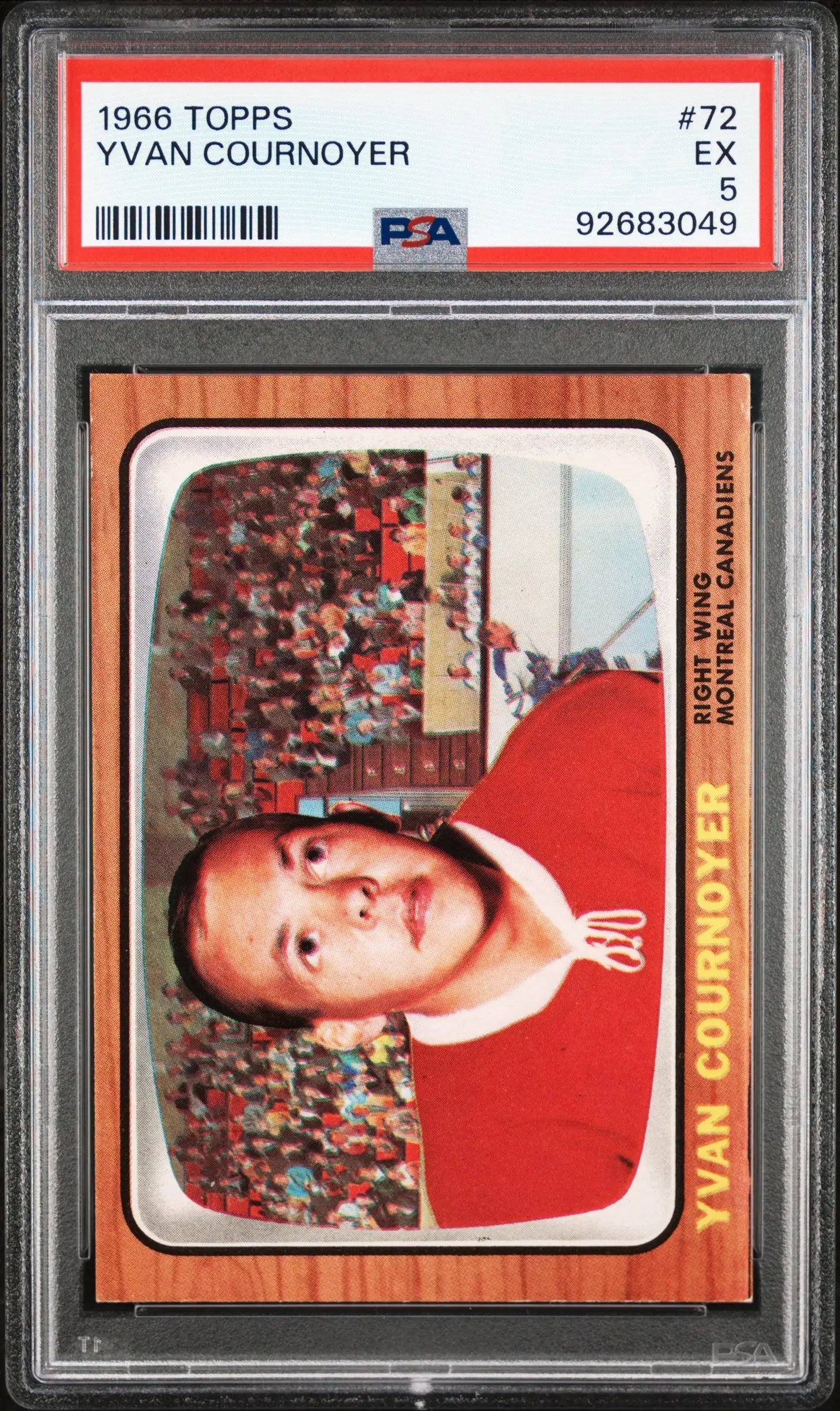 Yvan Cournoyer 1966 Topps #72 PSA 5 EX baseball card in protective holder