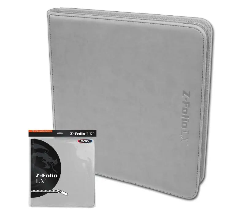 Grey Z-Folio storage binder featuring archival safe polypropylene 12-pocket pages