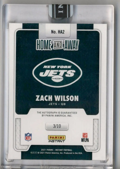 Zach Wilson NFL trading card 3/10 from Panini Instant Home and Away series