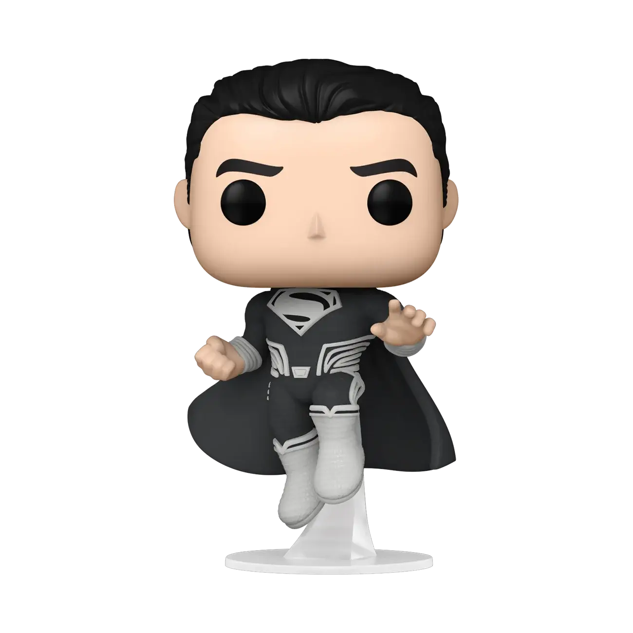 Funko Pop figure of Superman in black suit flying, from Snyder’s Justice League collection