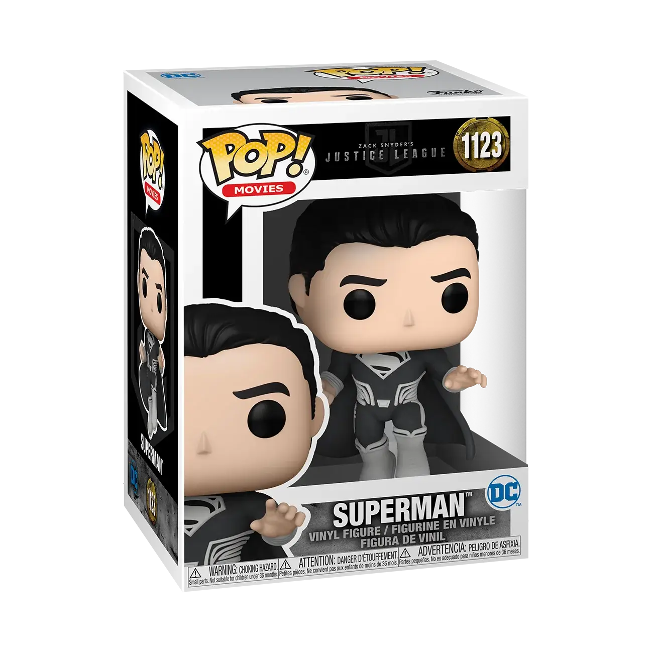 Funko Pop figure of Superman in black suit from Snyder’s Justice League collectible