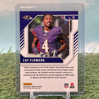 Zay Flowers Elite Series Holo Foil 2024 Donruss Football card of Baltimore Ravens star