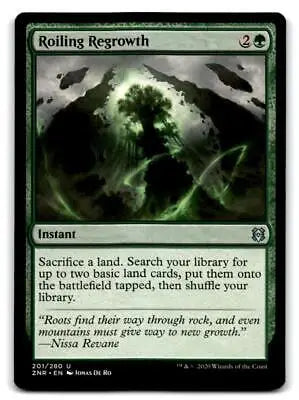 Magic: The Gathering Zendikar Rising Roiling Regrowth trading card displayed elegantly