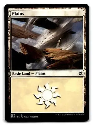 Magic: The Gathering Zendikar Rising #380 Plains trading card displayed for collectors