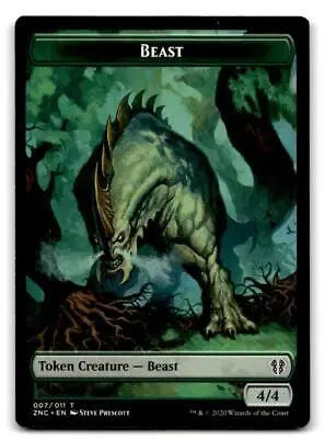 Beast token creature card from Zendikar Rising trading cards featuring a saproling token