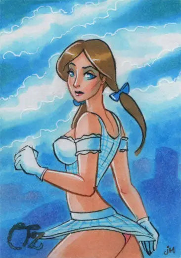 Cartoon illustration of a young woman in light blue, from Grimm Fairy Tales Presents Oz Sketch