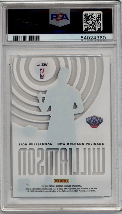 PSA-graded Zion Williamson Donruss Rookie Special basketball card with silhouette design